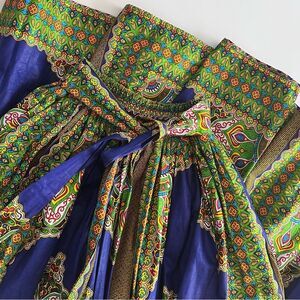 African Ankara Waxed Maxi Skirt in Bright Multicolor Print One Size